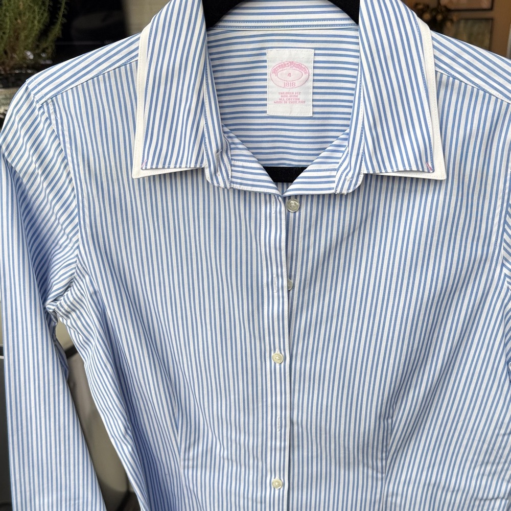 Brooks Brothers Blue and White Striped Button-Down Shirt